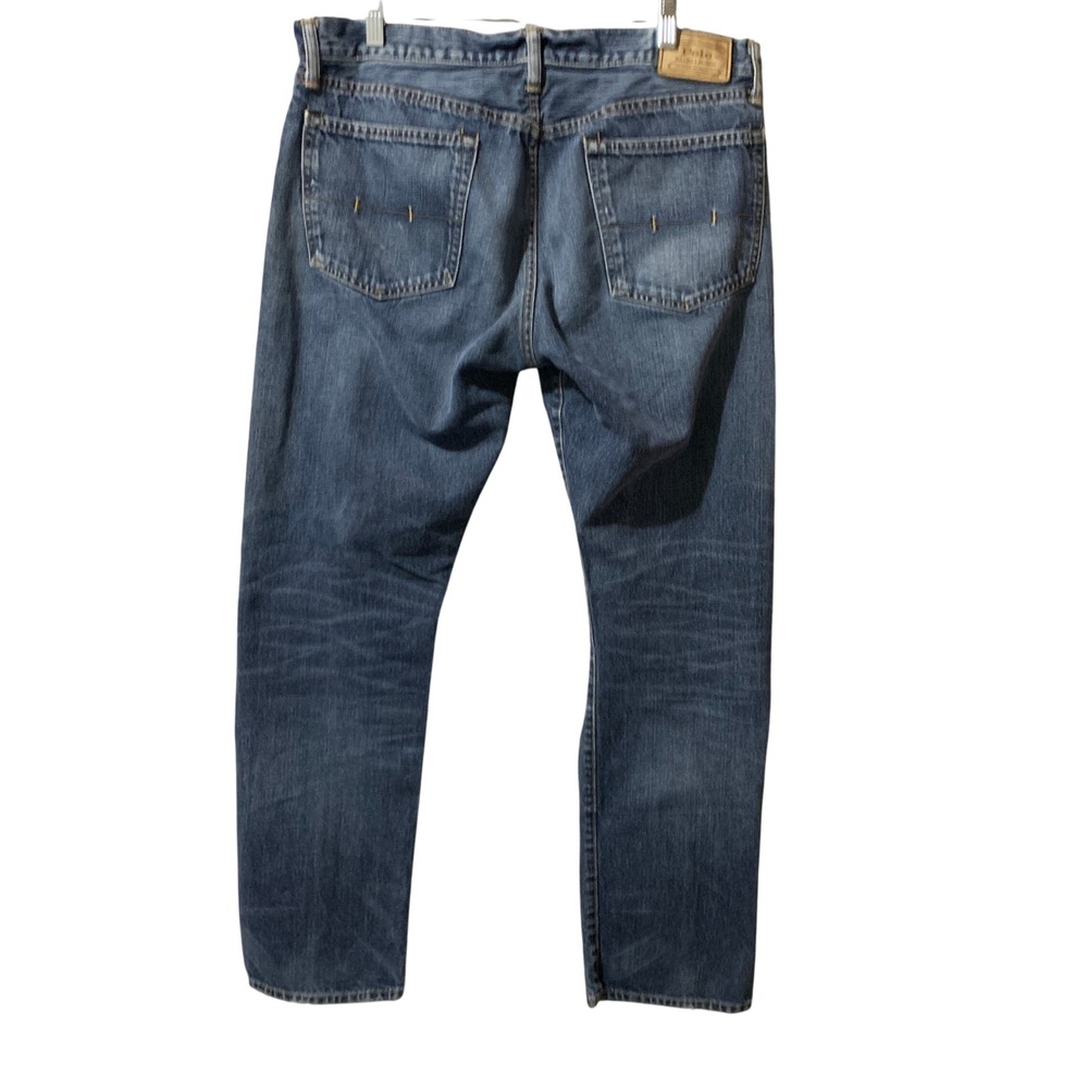 Polo Ralph Lauren Hampton Straight Jeans Mens 35x32 Blue Distressed Preppy - Picture 2 of 16
